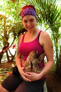 Jen and Corey the baby sloth